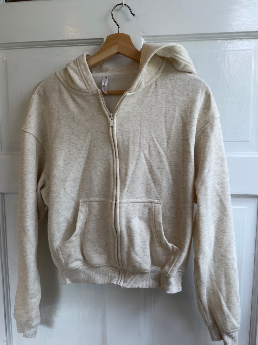 Fabletics Cozy Fleece Full Zip Hoodie - Bone Heather